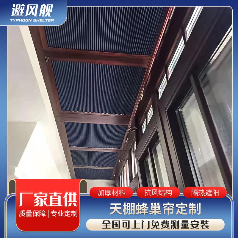 智能电动遥控遮光伸缩折叠降噪防晒阳光房天棚蜂巢帘遮阳伸缩式