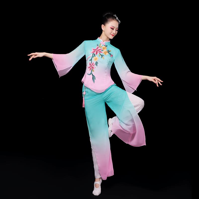 新款秧歌服演出服套装舞蹈服装女中国风广场舞秧歌舞红色大秧歌表