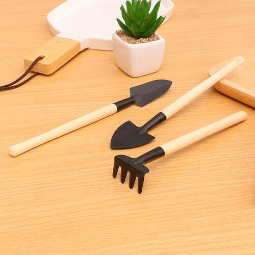 Garden tools rake, portable plant pots, gardening three-piec