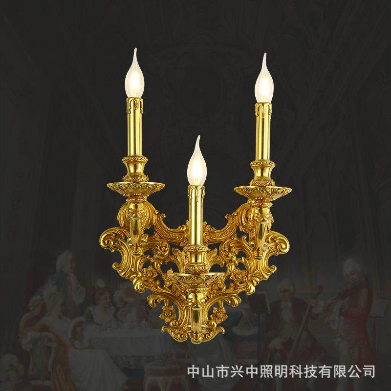 法式复古大气别墅壁灯床头卧室走廊蜡烛灯具欧式美式轻奢全铜灯饰