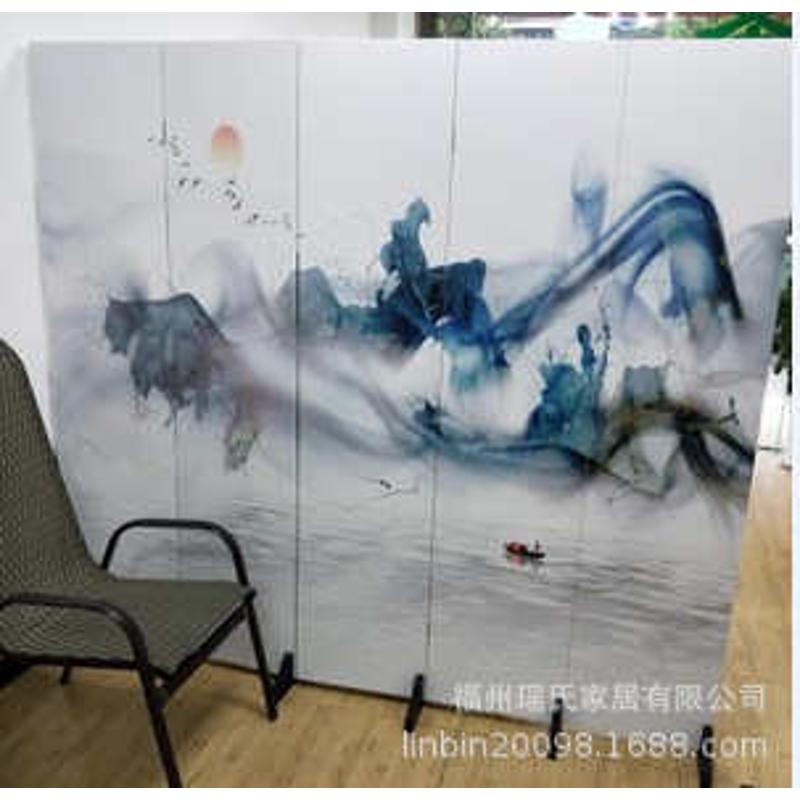 中式古典玄关隔断家居酒店办公折叠屏风电视背景抽象简易双面移动