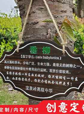 树木树铭牌户外实木树牌定制绿化植物标识牌挂式公园花草介绍挂牌