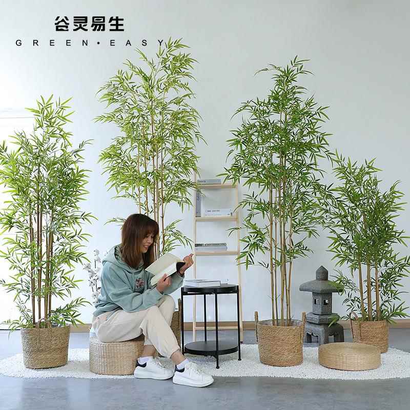 宿仿真竹子假植厅物室内装饰酒店景新中式竹民造子客75卧室盆栽