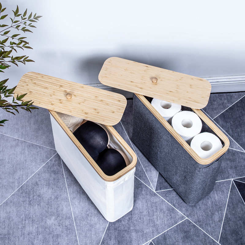 爆款卫生间卷纸收纳筐可视杂物衣服收纳篮防尘带盖纸巾收纳