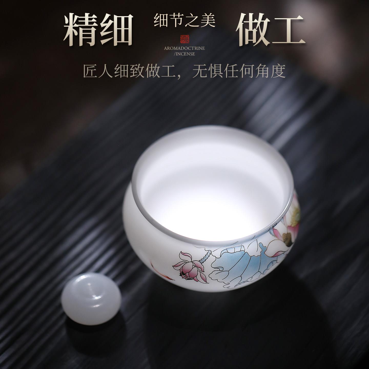 羊脂玉瓷香炉家用室内熏香炉香插香座檀香小香炉沉香香薰炉线香炉