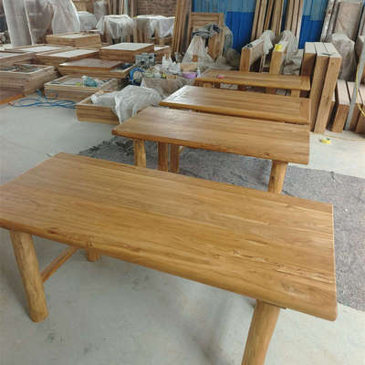 A10L纯实木桌子老榆木茶桌简约家用民俗原木书桌餐桌长桌吧台桌面