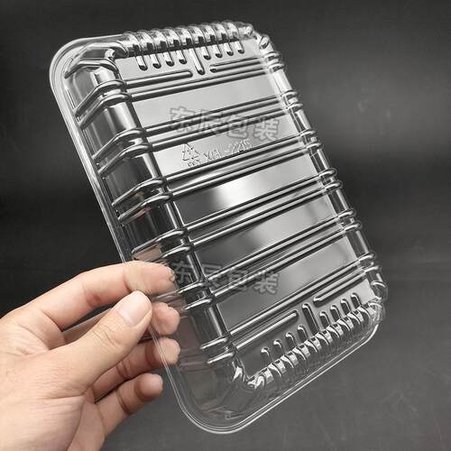 新款直销2215一次性生鲜水果盒冰鲜鱼海产虾蟹透明托盘 pet食品塑