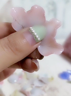 老料器花瓣汉服发簪白玛瑙渐变兰花20片M-46