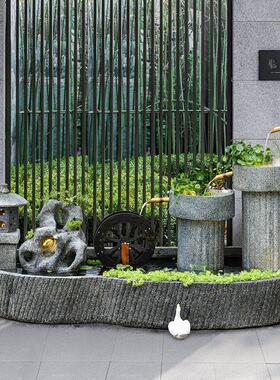 田园风石磨流水喷泉摆件鱼池户外花园庭院露台装饰假山循环水景观