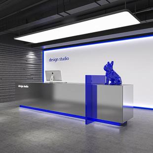 不锈钢简约现代公司前台接待台咖啡店奶茶店操作台服装店收银台桌