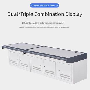 四川双联监控操作台三联钢制木桌面电脑监控室控制台保安室办公桌