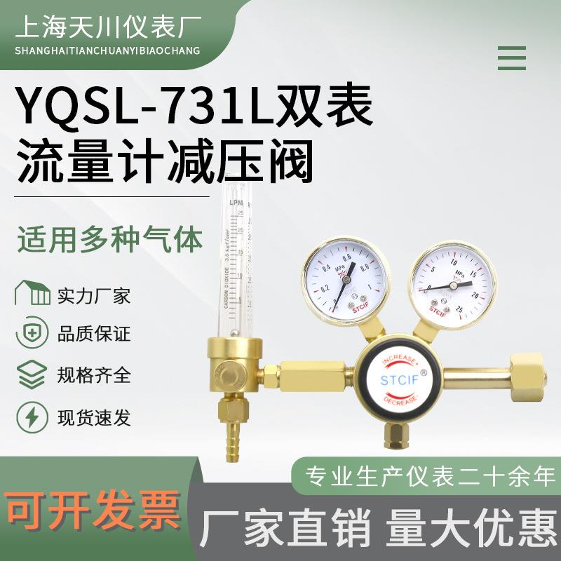 全铜流量计双表标准气体减压阀YQSL-731L-1.5L25L钢瓶减压器