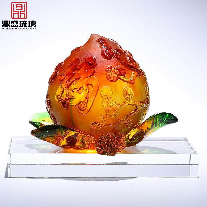琉璃寿桃工艺品蟠桃摆件客厅电视柜装饰送爷爷奶奶长辈生日贺礼