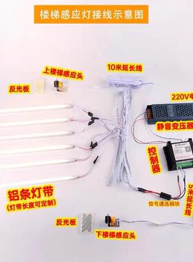 厂家楼梯灯踏步感应智能台阶灯带led追光跑马流水灯梯步灯