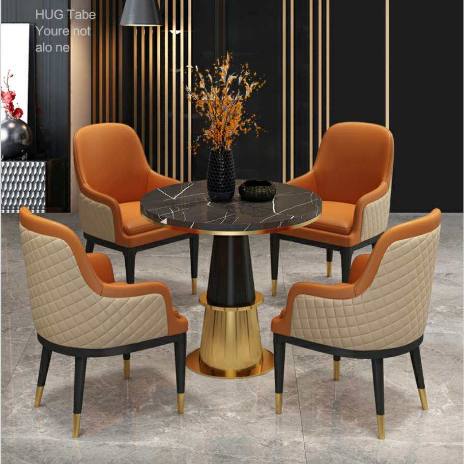 轻奢售楼处洽谈桌椅组合商务接待部会客休闲桌椅影楼洽谈宾利皮椅