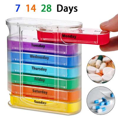 7 Days Pill Medicine Box Weekly Monthly Tablet Holder Storag