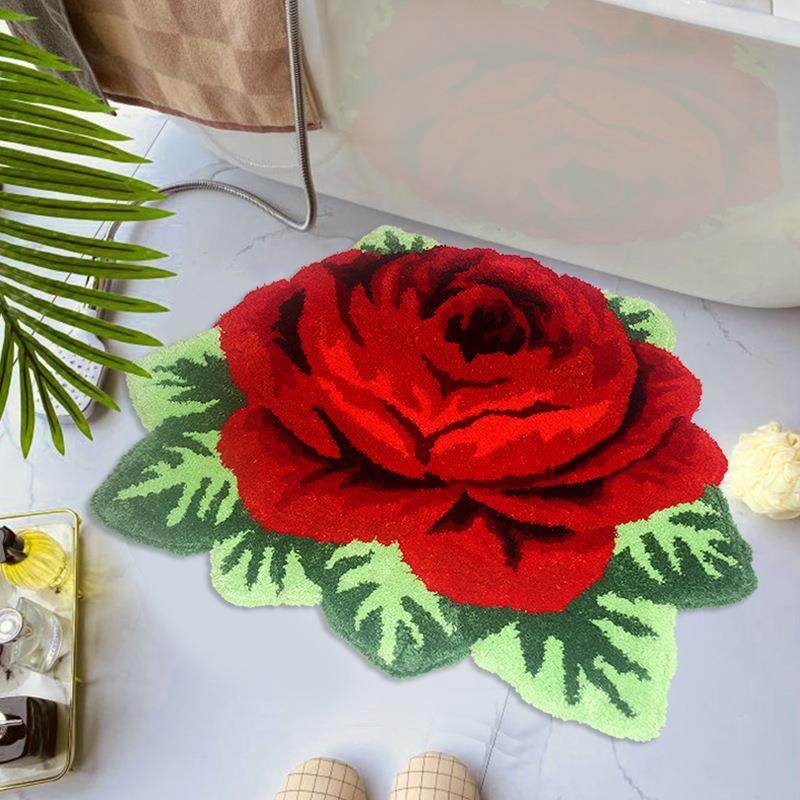 客厅地毯地垫卧室一朵玫瑰花办公室毛绒地毯室内加厚客厅脚垫软装