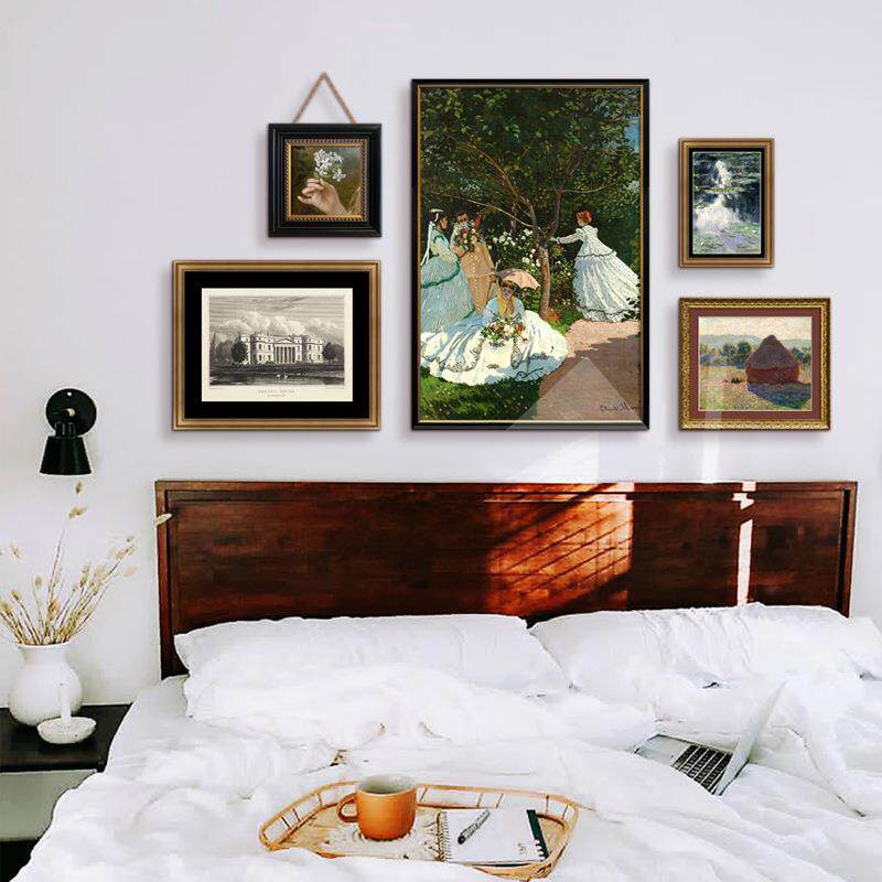 奈一缕阳光莫欧式美式复古组合装饰轻艺术奢画卧CAN室床头柜挂画