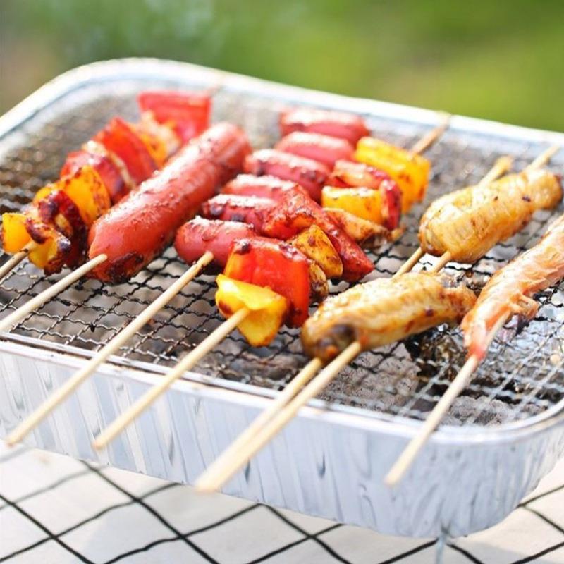 Large Disposable BBQ Grill for Skewers, Fish, and Meat - Por图片