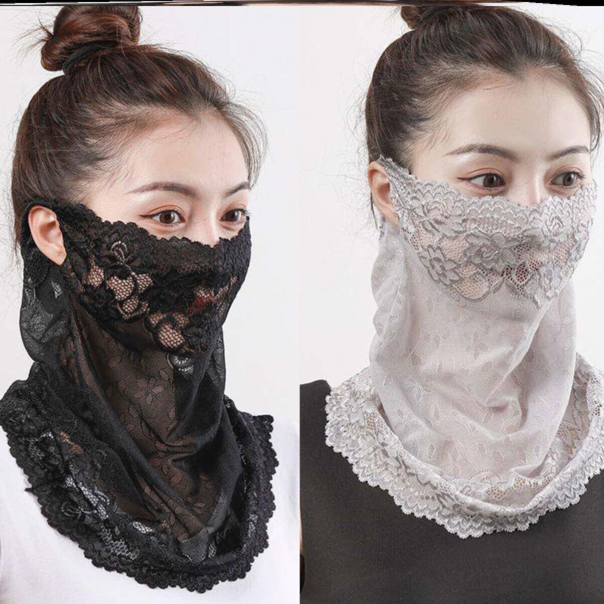 防晒面罩夏天季女开车口式纱古风仙冰丝遮阳挂耳脸巾围脖椎护颈挂