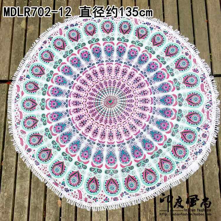 高档印度风尚 进形口mandala曼达拉桌布圆挂纯棉民族旗风印花毯桌