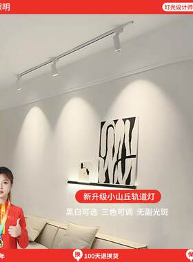 轨道灯LED射灯防眩小山丘家用客厅背景墙明装3500K三色滑轨导轨灯