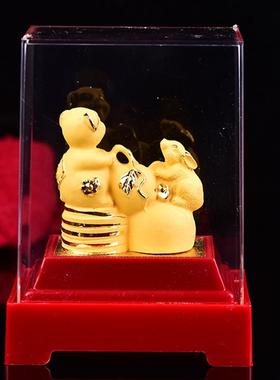 高档猪兔赐禄绒金璃摆件20琉2蛇年属羊人吉祥物礼物饰品摆沙5件