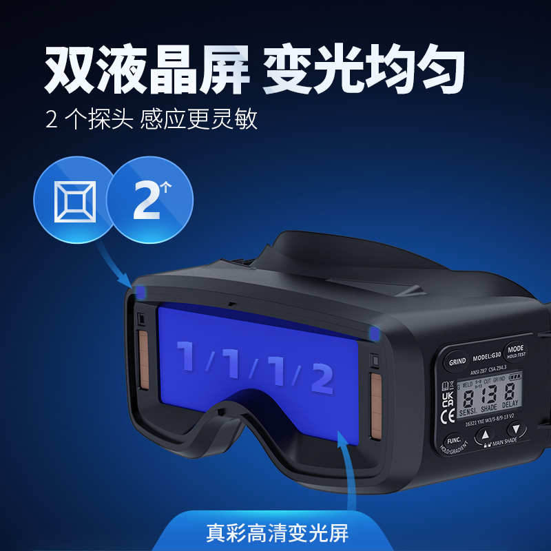 迅达自动变光电焊眼镜焊工专用氩弧焊防雾面罩护目镜G30