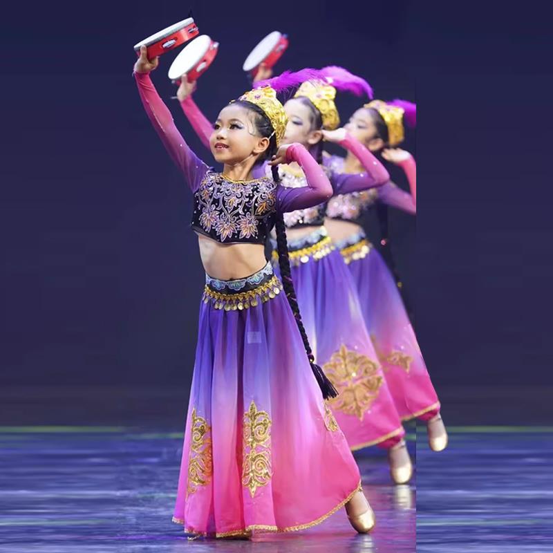 正品六一舞儿童儿新疆舞演出服幼园手鼓少数蹈民族维族维吾尔族舞