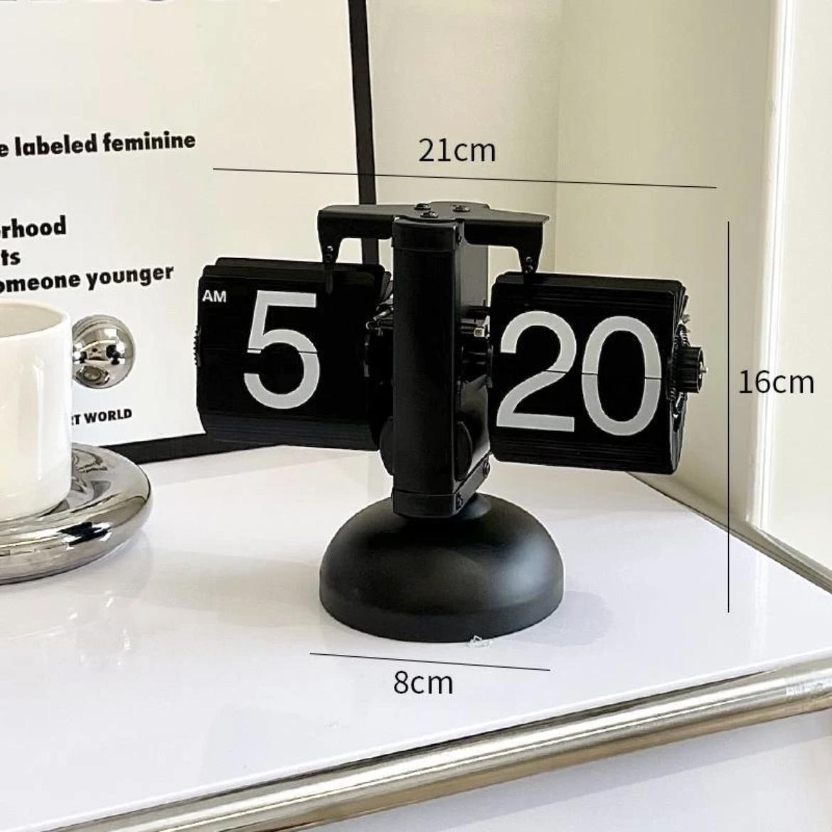 抖音热销网红复古桌面翻页闹钟时钟工厂创意自动摆件机械坐钟客厅