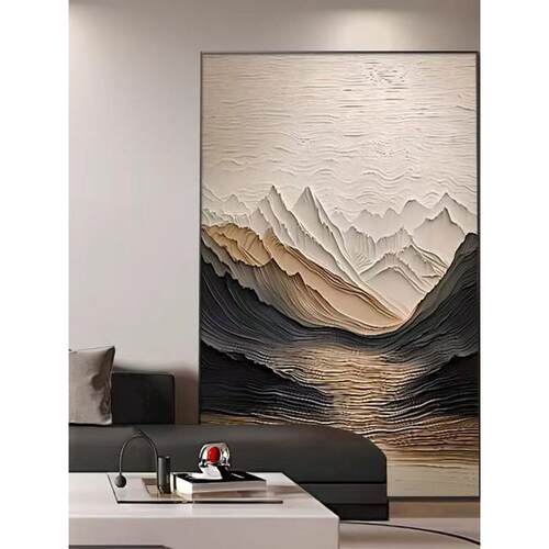 背有简约靠山客厅装饰画抽象高级平面沙发背景墙落地壁画玄关挂画