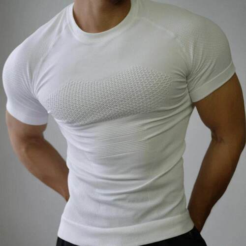 Men's Short Sleeve T-Shirt Summer Muscle Slim Fit Fitted
