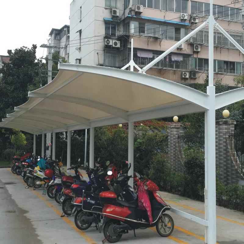 厂家直销钢结构膜结构小区电动车自行车停车雨棚