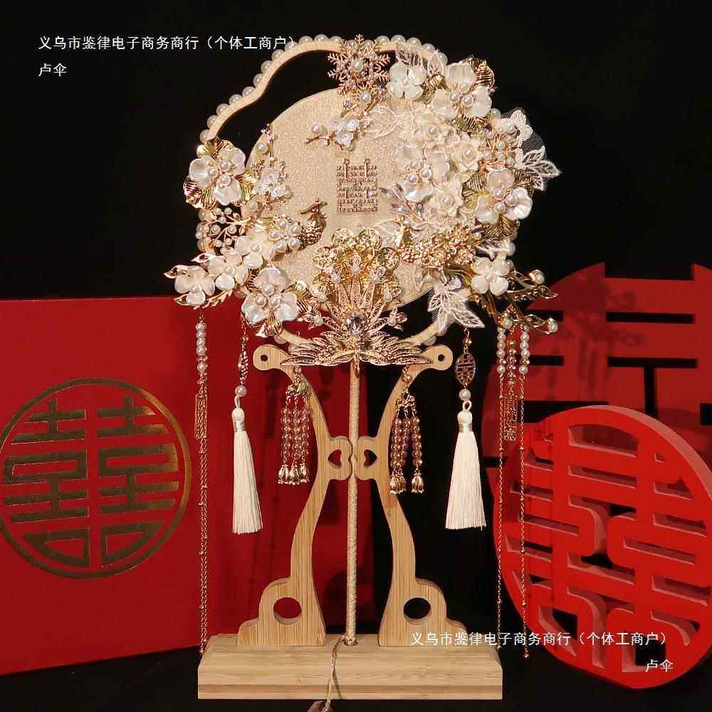 团结婚新娘材料包手工中喜扇秀禾服婚式出嫁礼JPO成扇品扇子