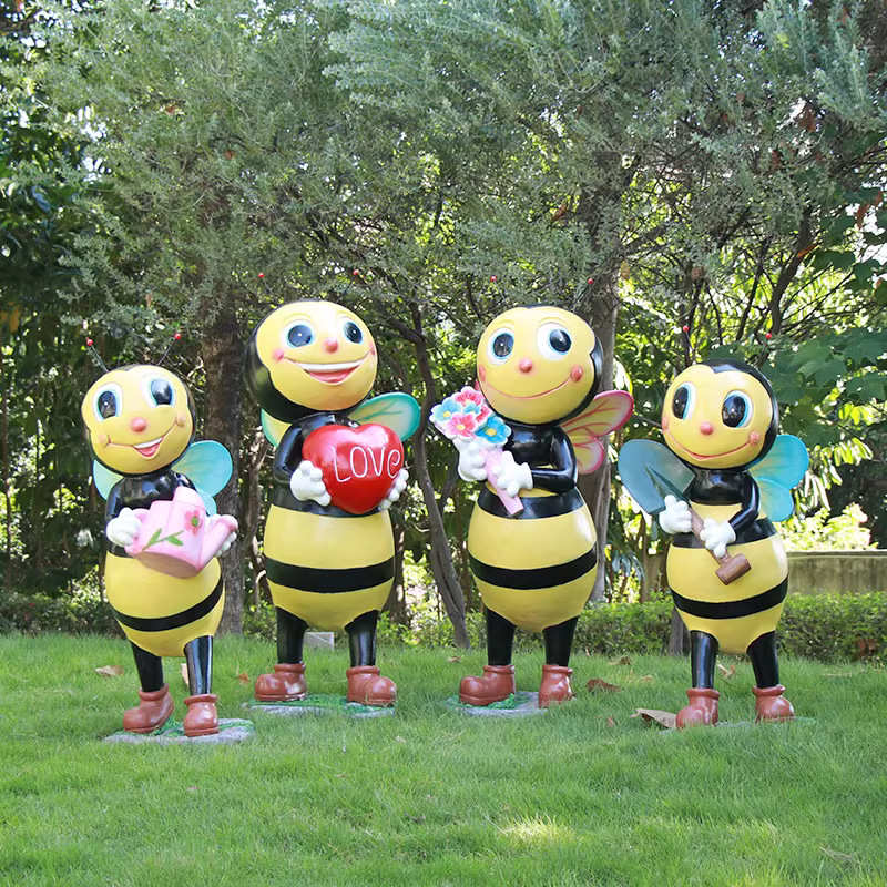 户外卡通蜜蜂雕塑玻璃钢园林景观小品公园广场动物草坪装饰品摆件