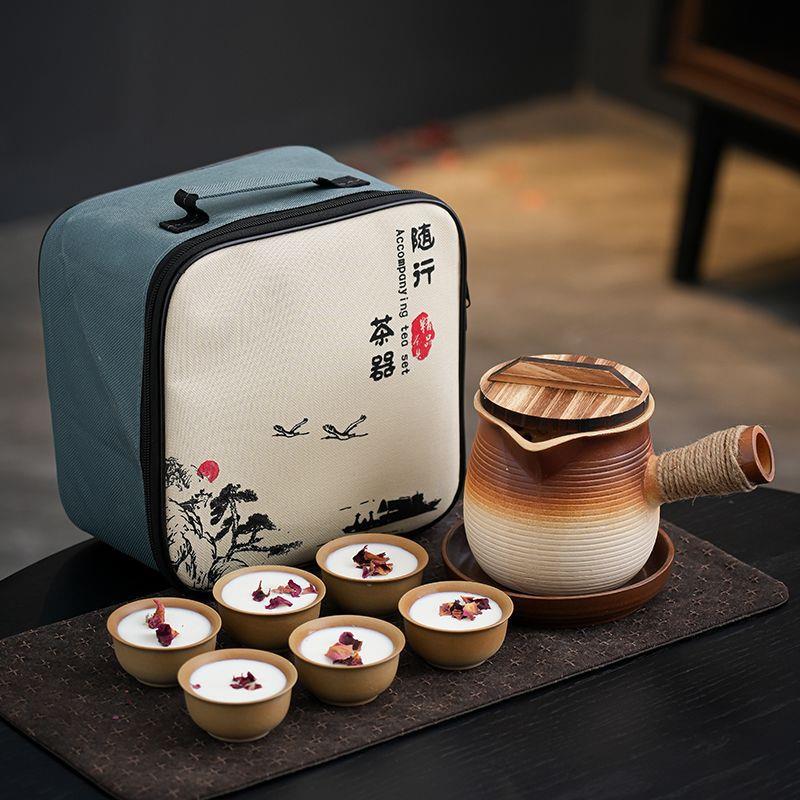 户外烤奶罐创意便捷包围炉干烧壶煮茶壶罐罐侧把壶粗陶耐高温炭火