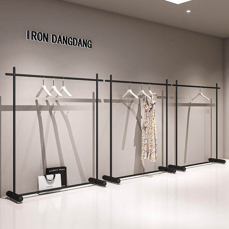 服装店展示架落地式货架男女装陈列架黑色铁艺中岛架直播间挂衣架