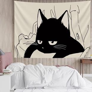 文艺ins风猫咪装 饰挂布卧室床头墙布挂画直播背景布宿舍改造挂
