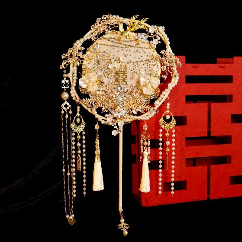 婚礼秀禾喜扇中式新娘结婚手持团扇手工DIY材料包扇子闺蜜手伴礼