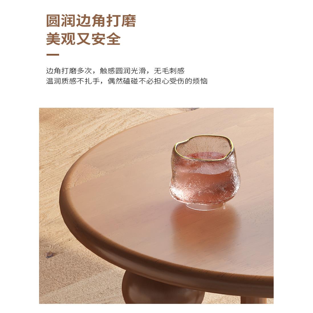 法式中复可古小边茶几移动沙发YQZ-cm床头柜客厅黑色胡桃木桌子圆