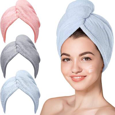 Female 3-Piece Microfiber Bath Towel Wraps Anti-Frizz