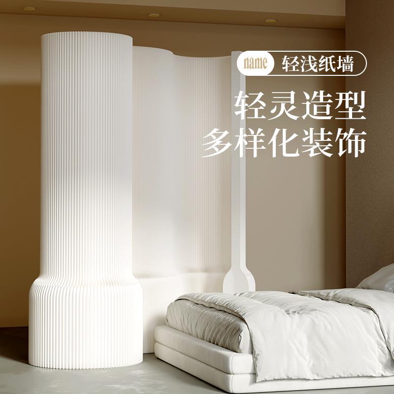 十八纸隔断风琴纸墙公玄关浅屏风挡板隔直播轻间轻型风琴背景分隔