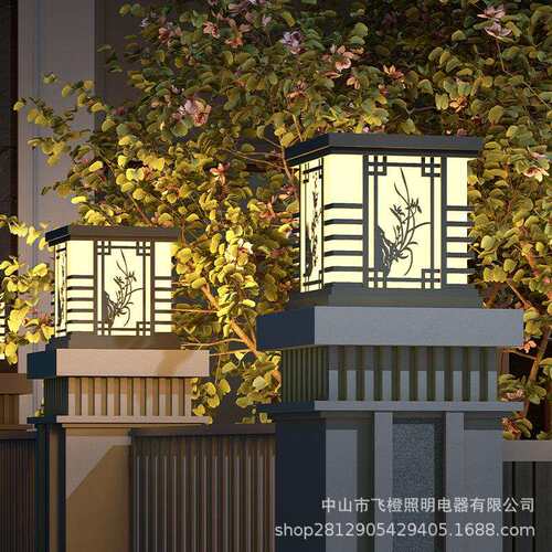 太阳能柱头灯新中式庭院灯柱子灯别墅花园围墙灯农村大门口门柱灯