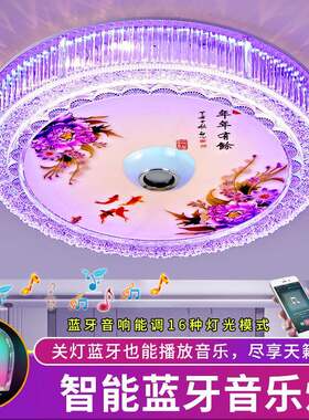 LED圆形蓝牙音乐卧室灯音响浪漫现代简约房间客厅饭厅吸顶灯家装