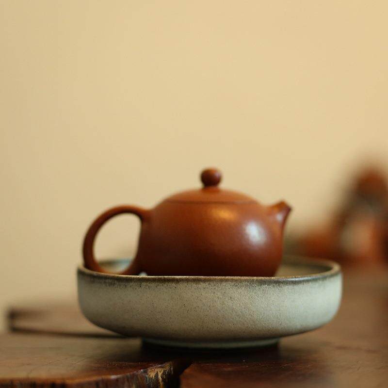 手作粉引壶承 竹编壶垫壶托蓄水紫砂壶垫 干泡台茶道配件陶瓷茶具