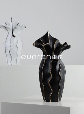 现代约百合花处瓶花器树脂摆件奢样板房售楼客厅简茶几IEU软装轻