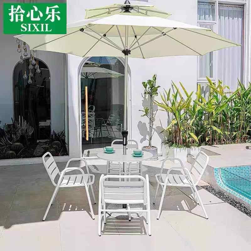 遮现货户外阳伞桌椅组庭院无品牌/咖啡厅中柱合伞动摆摊商用休活