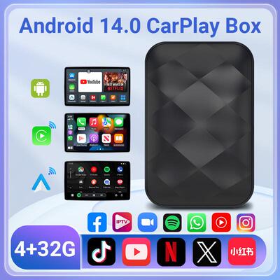 跨境热销无线CarPlay4+32安卓14智能盒子安卓Auto车机互联AI Box