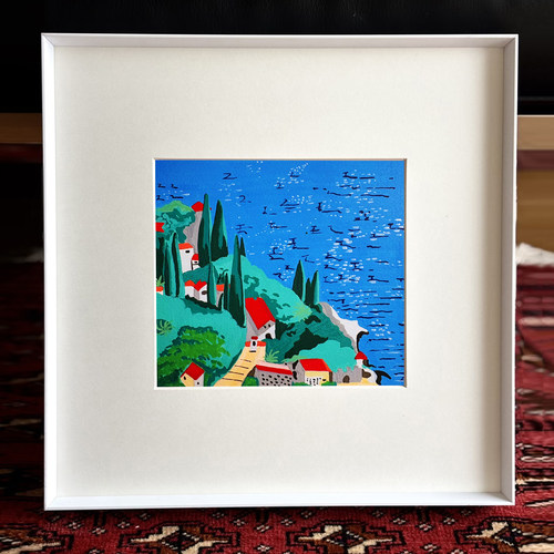 《海滨小城》墙画中古风挂画弱电箱遮挡装饰配电箱装饰画卧室装饰