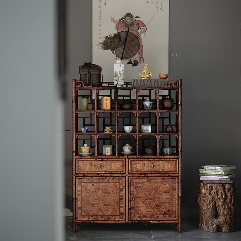 黑湘妃博古柜仿明式家具多宝阁古典竹节茶具收纳架器局文玩展示柜